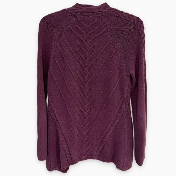 Anthropologie Sparrow | Open Knit Cardigan Purple Cotton Size Small - Picture 2 of 5